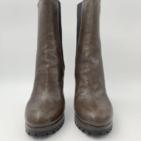 Prada Roxy Crackle Platform Combat Ankle Boots Creta (Gray) Heels Size 10/40 - Picture 3 of 6